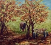 Woodcutters’ horse near Cloașterf Oil and wax on canvas on board 58 x 52cms